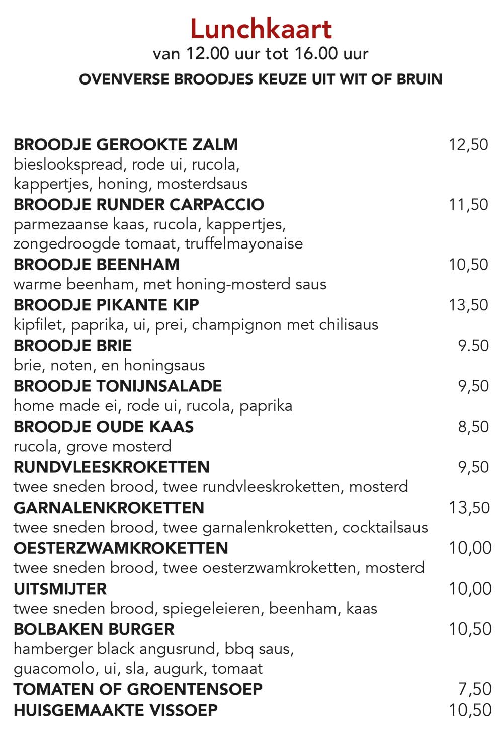 Voorgerechten Brasserie Bolbaken